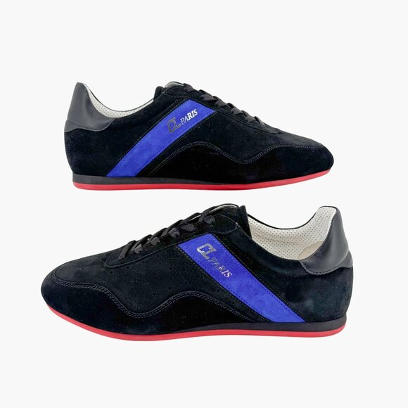 Christian Louboutin My K Low Top Sneakers Size 39.5 US 9.5 Black Blue Suede - Picture 8 of 14